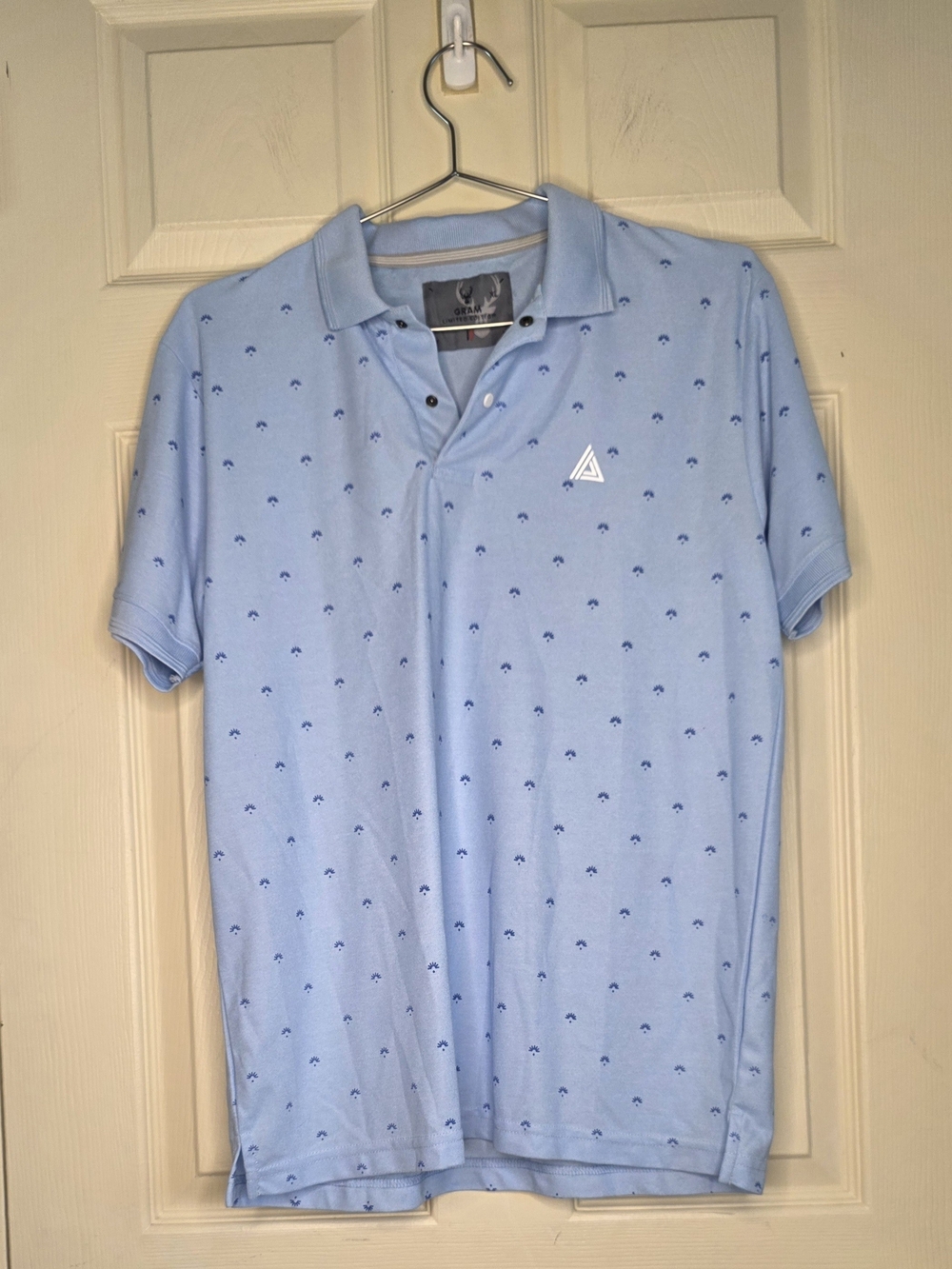 Light Blue Micro-Pattern Polo with Contrast Logo